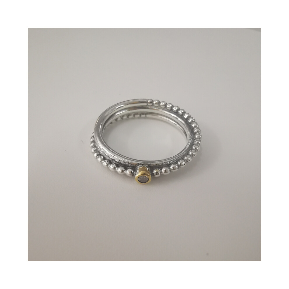 (58) Pandora S925 Silver Rising Star Ring Diamond
