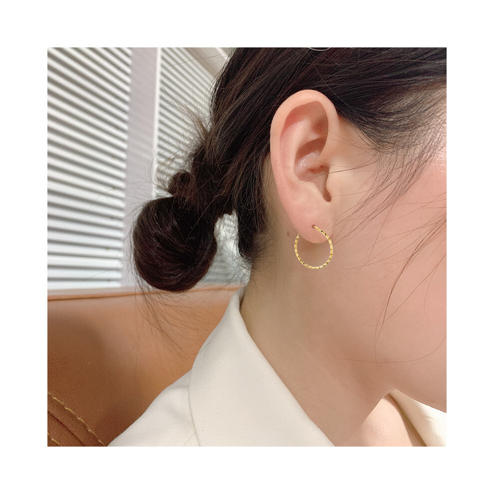 (60mm) Elegant Twisted 14K Gold Round Hoop Earrings - Image 7