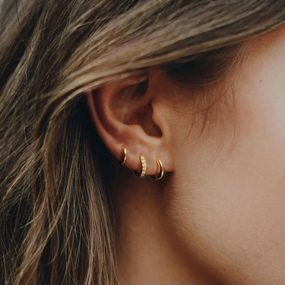 (6mm gold) Stainless Steel 1 Pair Minimalist Huggie Hoop Earrings For Women Gold Color Tiny Round Circle 6/8/10mm Punk Unisex Rock Earring - Image 3