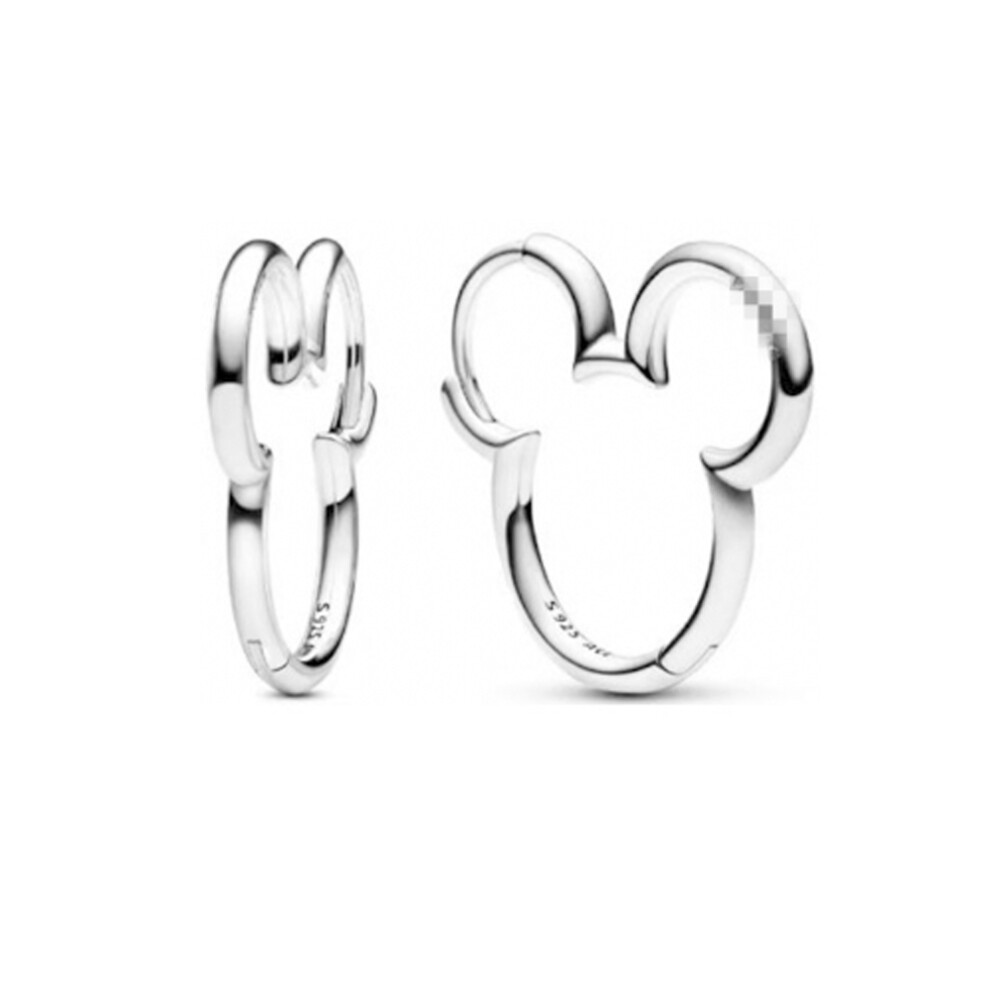 (7) Fashion New Pandora 925 sterling silver star Mickey rose gold earrings, bow jewelry, ladies' romantic gift