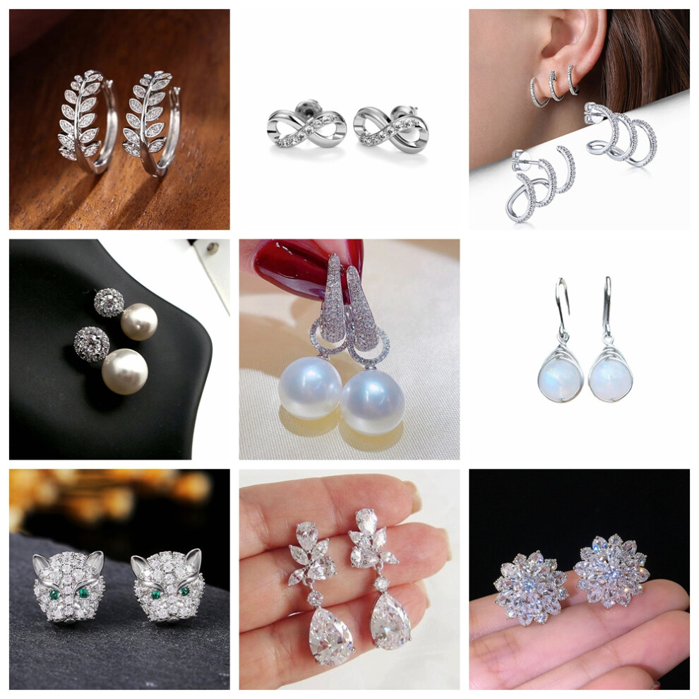 9-Pair Earrings Set, Elegant and Versatile Collection for Every Occasion (with 9 Individual Jewelry Boxes)