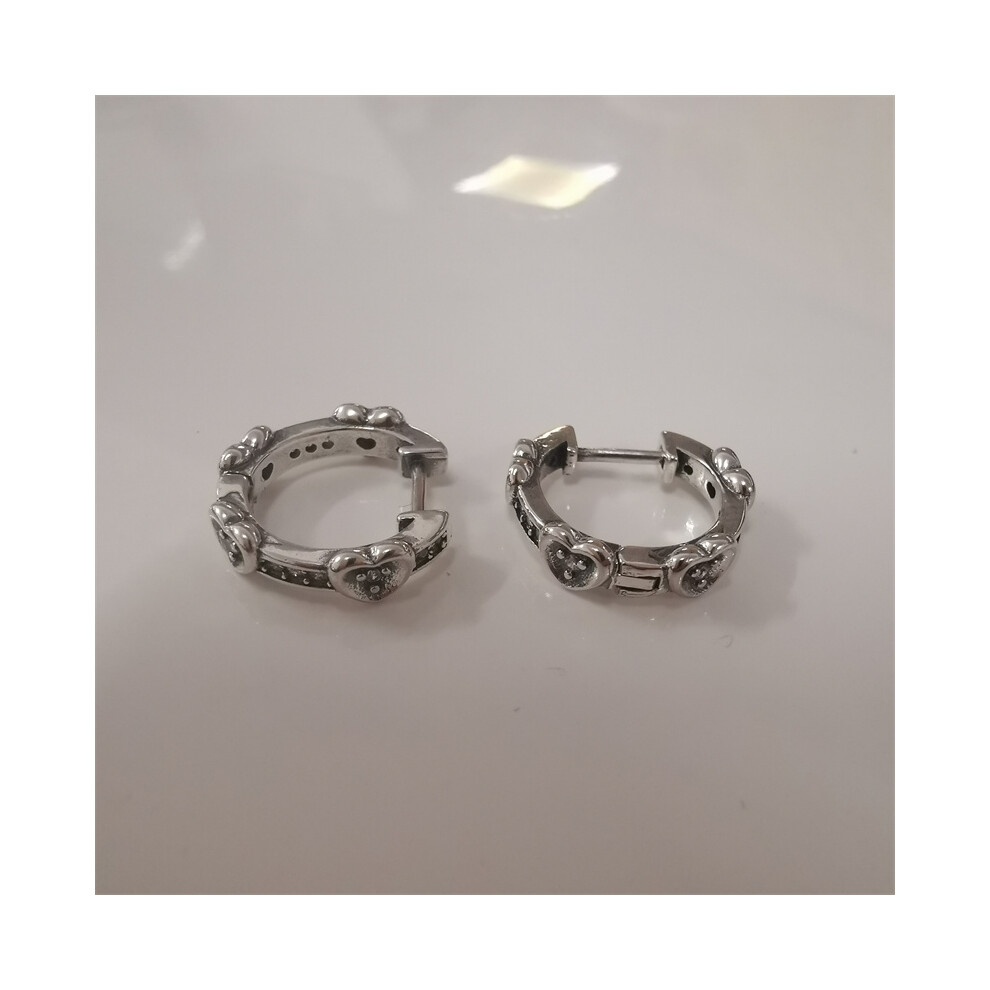 925 Silver Creole Hearts With Zirconia By Pandora - Image 2