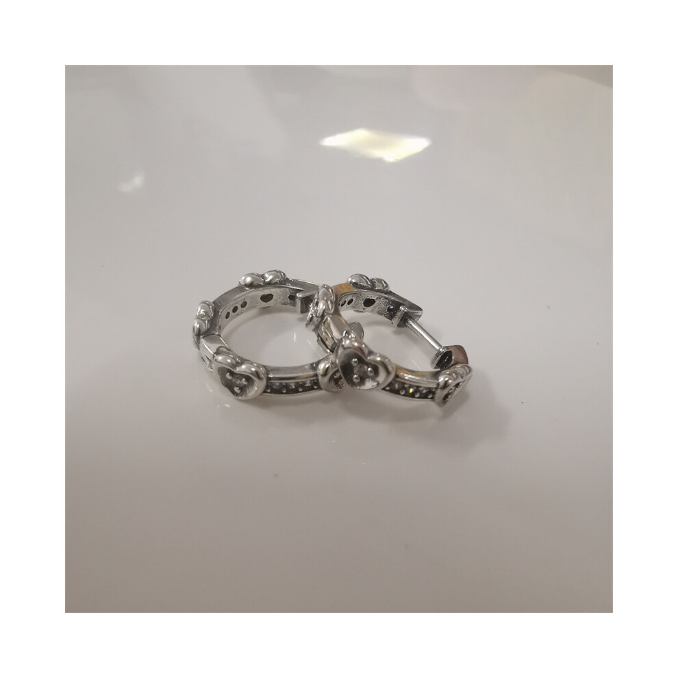 925 Silver Creole Hearts With Zirconia By Pandora - Image 3