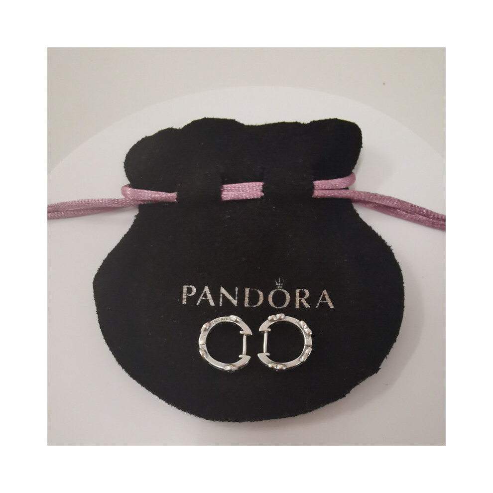 925 Silver Creole Hearts With Zirconia By Pandora - Image 4