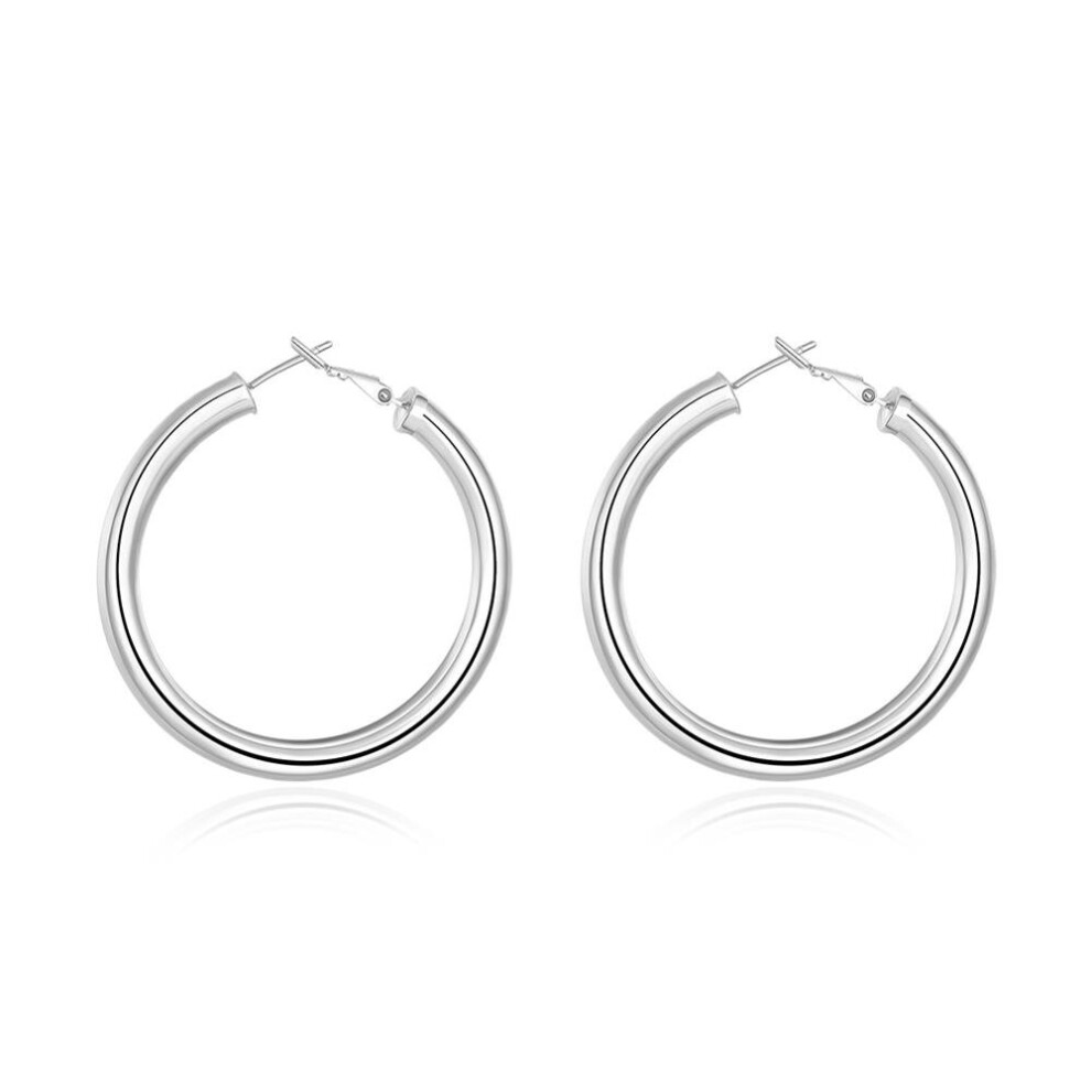 925 Stamp Silver Smooth 50MM Big Circle Hoop Earrings For Women Wedding Engagement Party Jewelry Christmas - Image 4