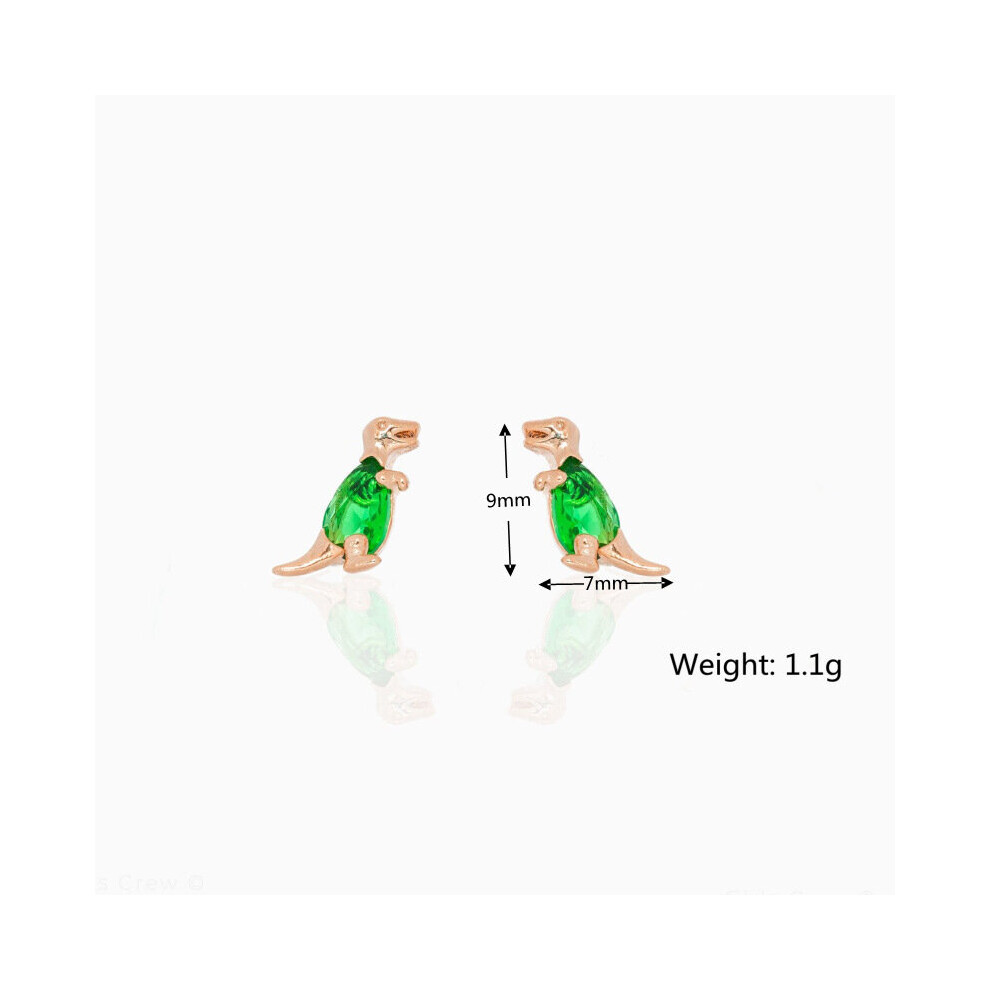 925 Sterling Silver 8 pair/Set Small Dinosaur Series Stud Earrings for Women Colorful Zircon Animal Earrings Set - Image 7