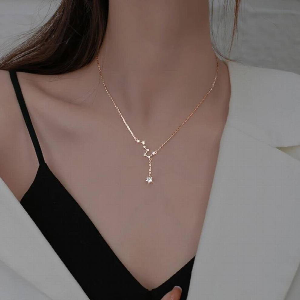 925 Sterling Silver Big Dipper Necklace Flash Diamond Pendant Tassel Clavicle Chain Female Temperament Jewelry Party Gift - Image 3