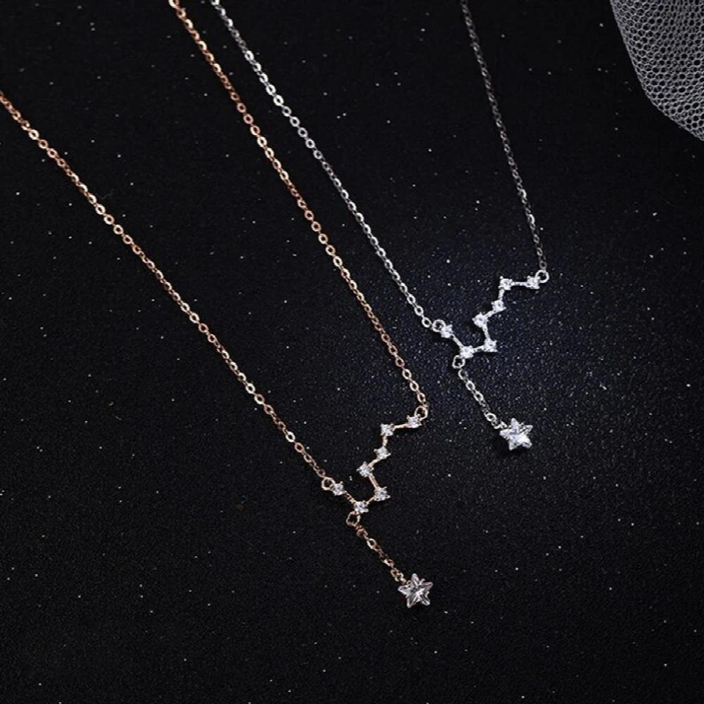 925 Sterling Silver Big Dipper Necklace Flash Diamond Pendant Tassel Clavicle Chain Female Temperament Jewelry Party Gift - Image 4