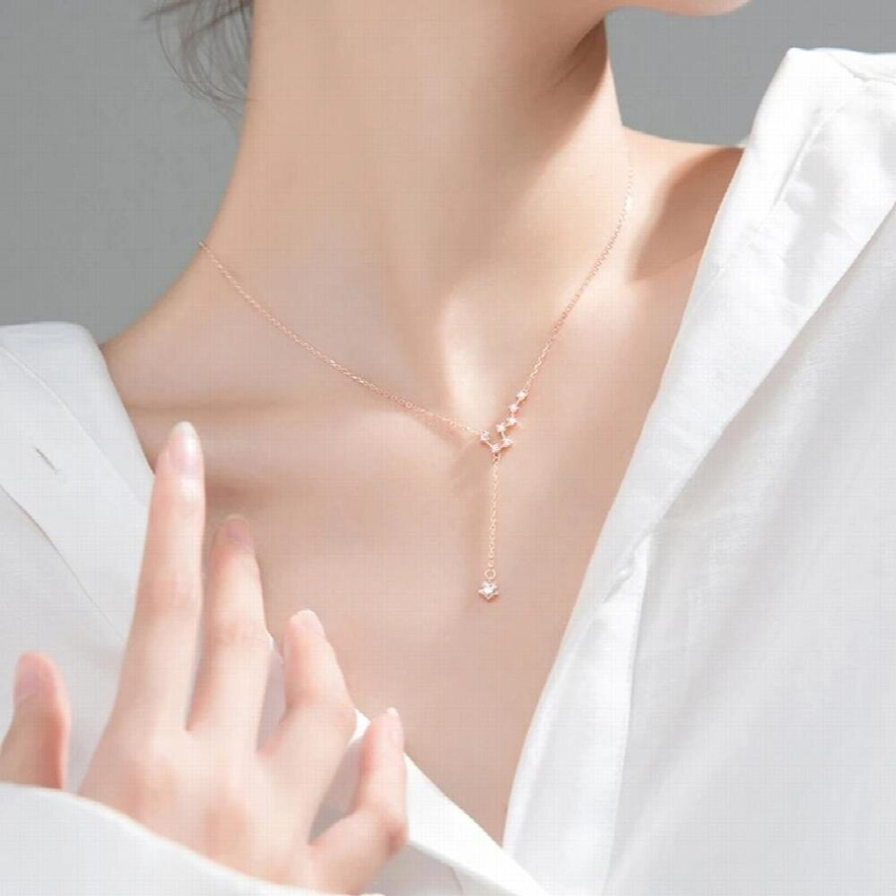 925 Sterling Silver Big Dipper Necklace Flash Diamond Pendant Tassel Clavicle Chain Female Temperament Jewelry Party Gift - Image 7