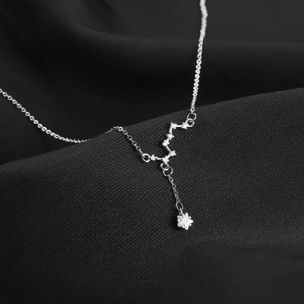 925 Sterling Silver Big Dipper Necklace Flash Diamond Pendant Tassel Clavicle Chain Female Temperament Jewelry Party Gift
