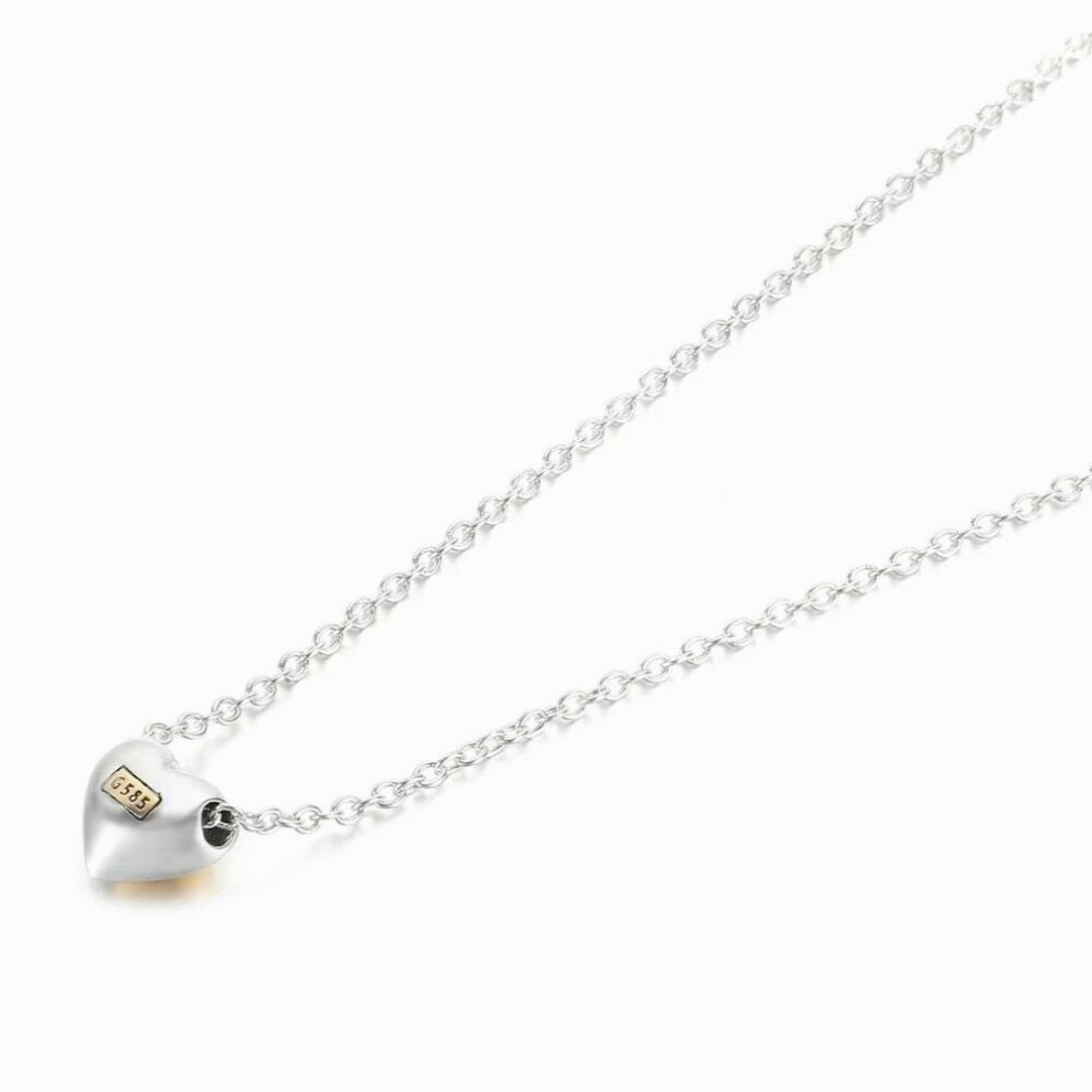 925 Sterling Silver Domed Golden Heart Collier Necklace Fit Women Bead Charm Gift DIY Jewelry - Image 3