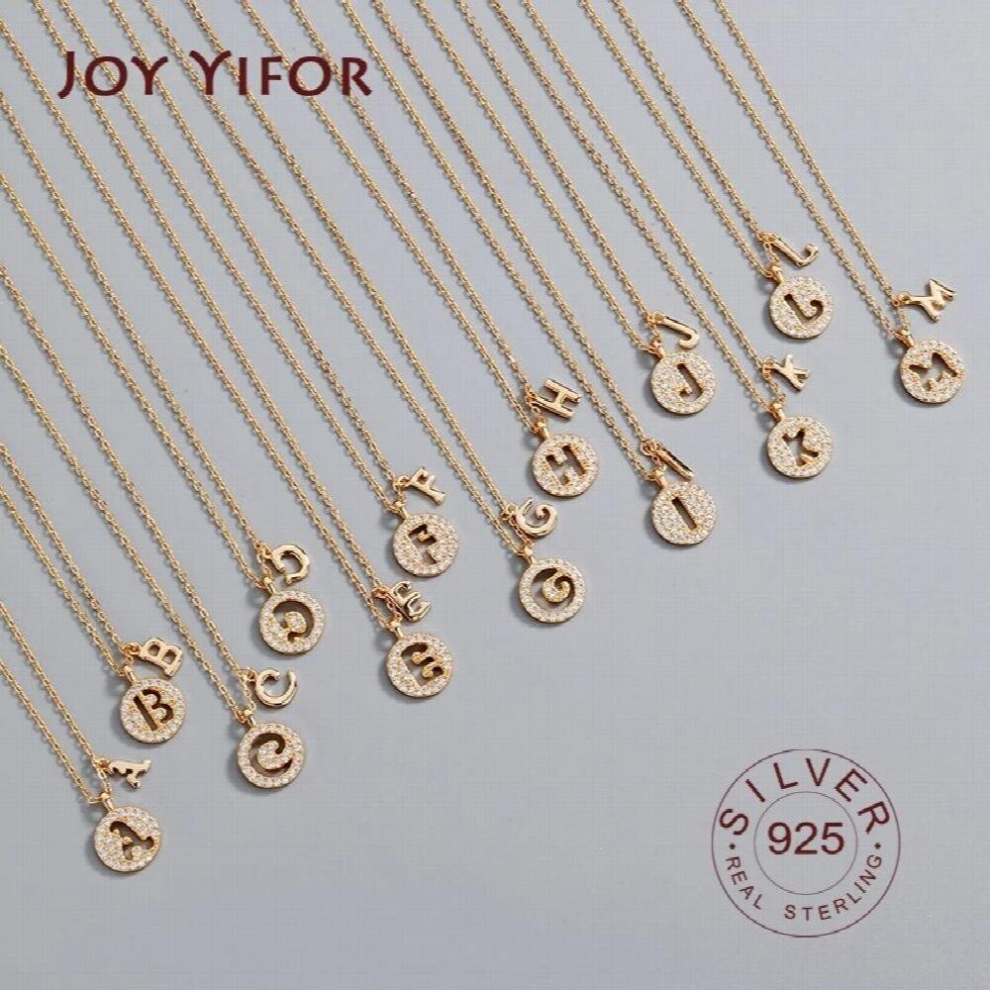 925 sterling silver necklace ladies chain necklace Alphabet sterling silver jewelry round r necklace - Image 2
