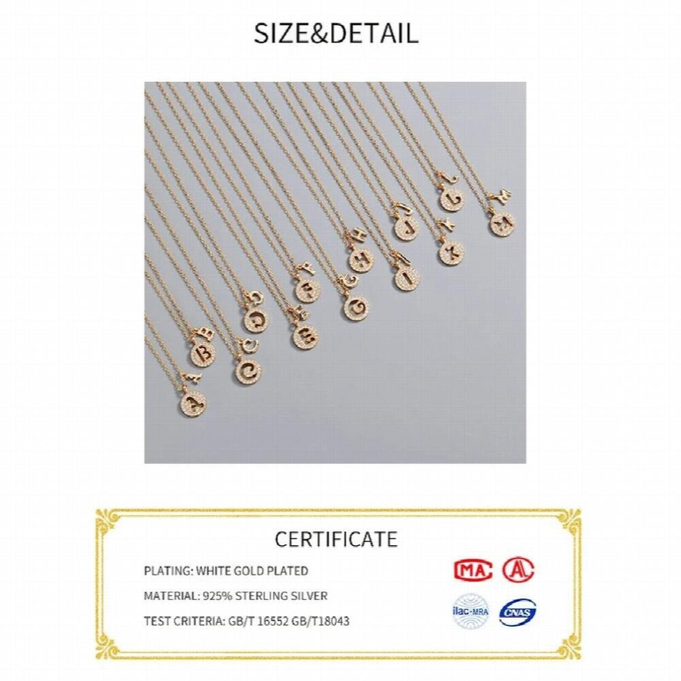 925 sterling silver necklace ladies chain necklace Alphabet sterling silver jewelry round r necklace - Image 3