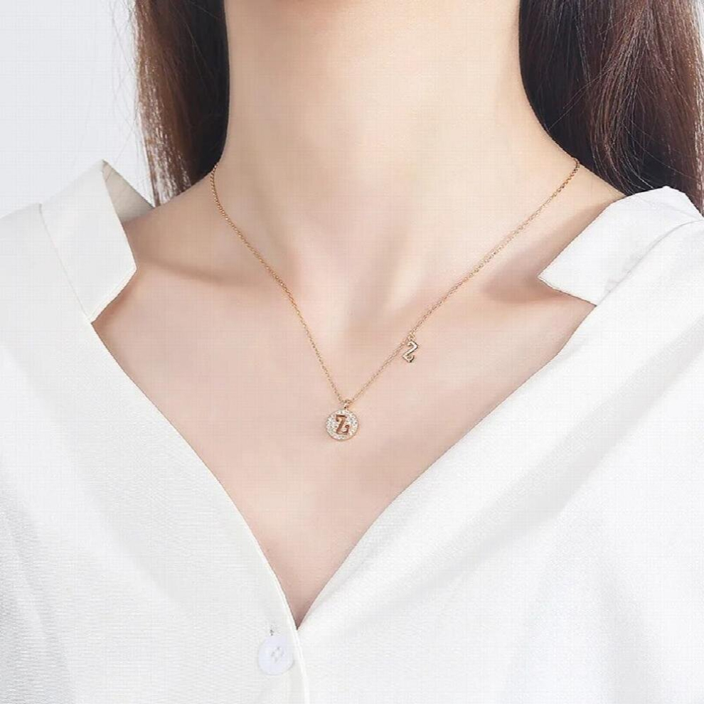 925 sterling silver necklace ladies chain necklace Alphabet sterling silver jewelry round r necklace - Image 4