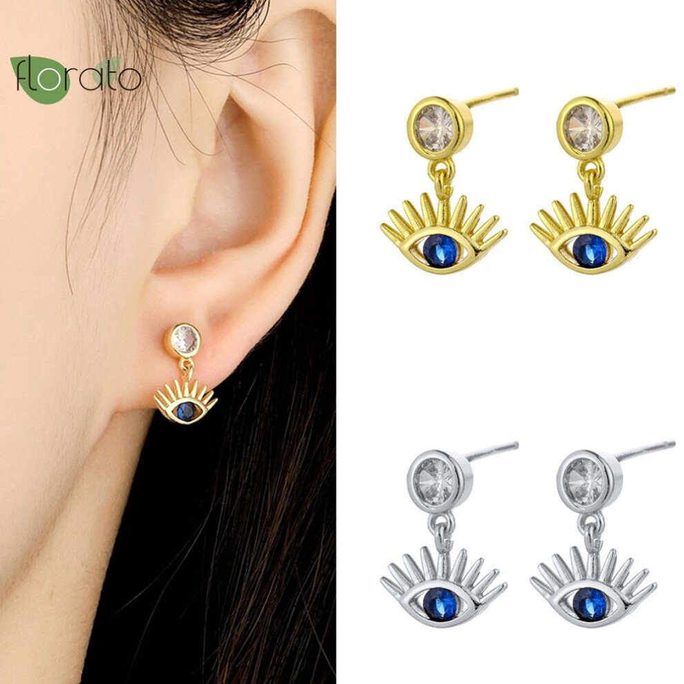 925 Sterling Silver Needle Evil Eye Earrings for Women Delicate Silver Stud Earrings Party Jewelry - Image 2
