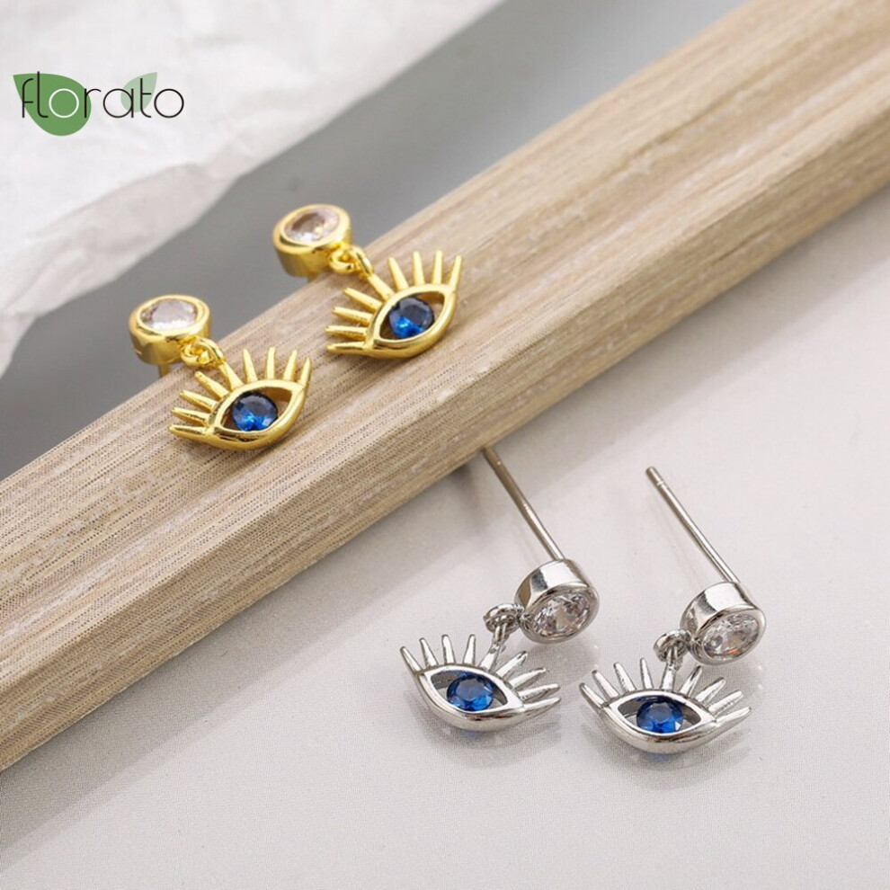 925 Sterling Silver Needle Evil Eye Earrings for Women Delicate Silver Stud Earrings Party Jewelry - Image 3