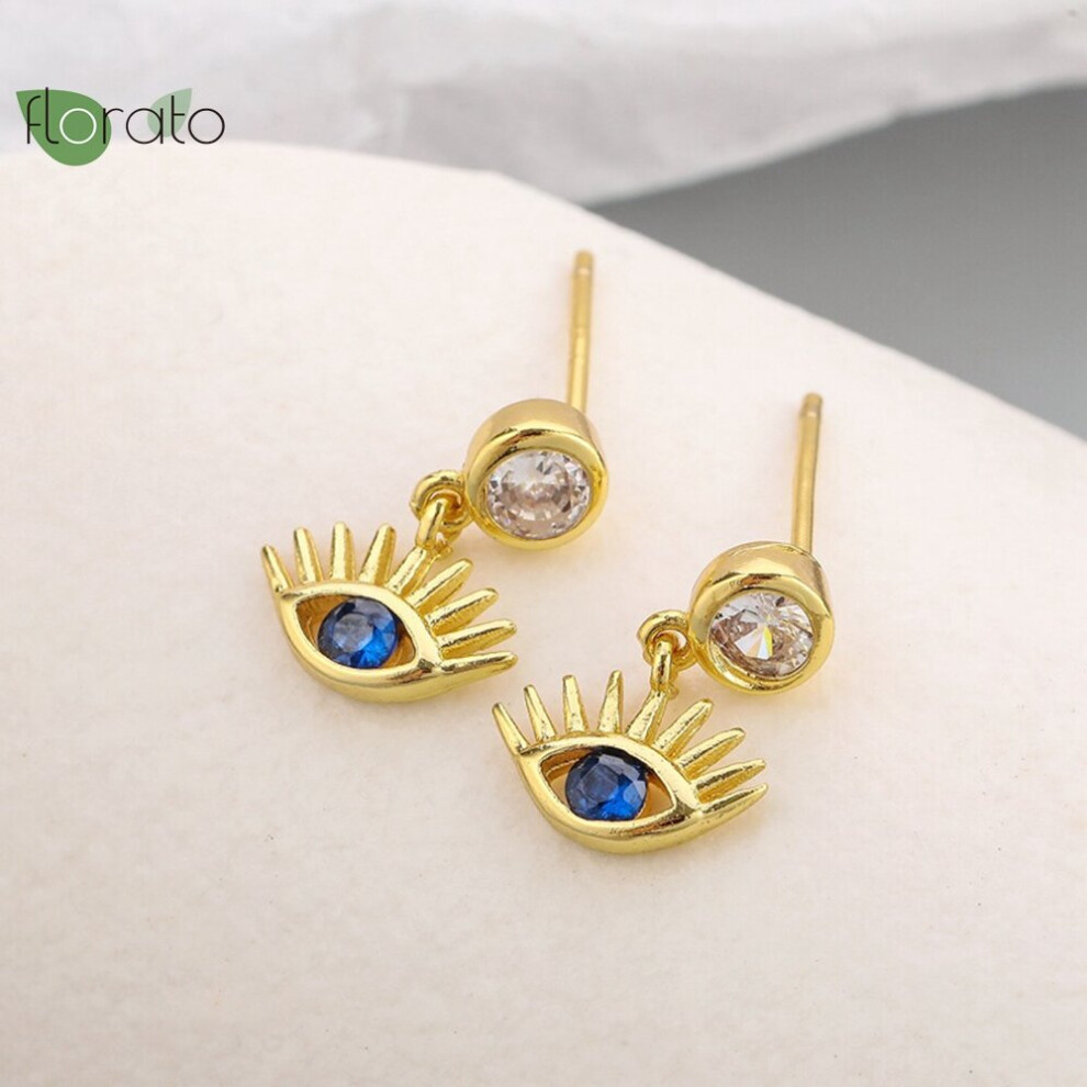 925 Sterling Silver Needle Evil Eye Earrings for Women Delicate Silver Stud Earrings Party Jewelry - Image 4