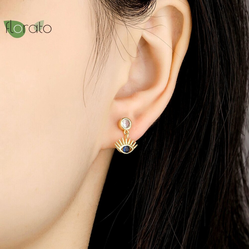 925 Sterling Silver Needle Evil Eye Earrings for Women Delicate Silver Stud Earrings Party Jewelry - Image 5
