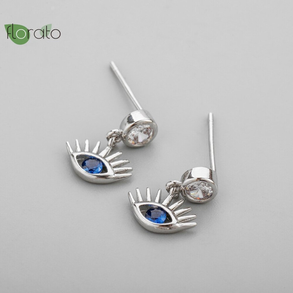 925 Sterling Silver Needle Evil Eye Earrings for Women Delicate Silver Stud Earrings Party Jewelry - Image 6