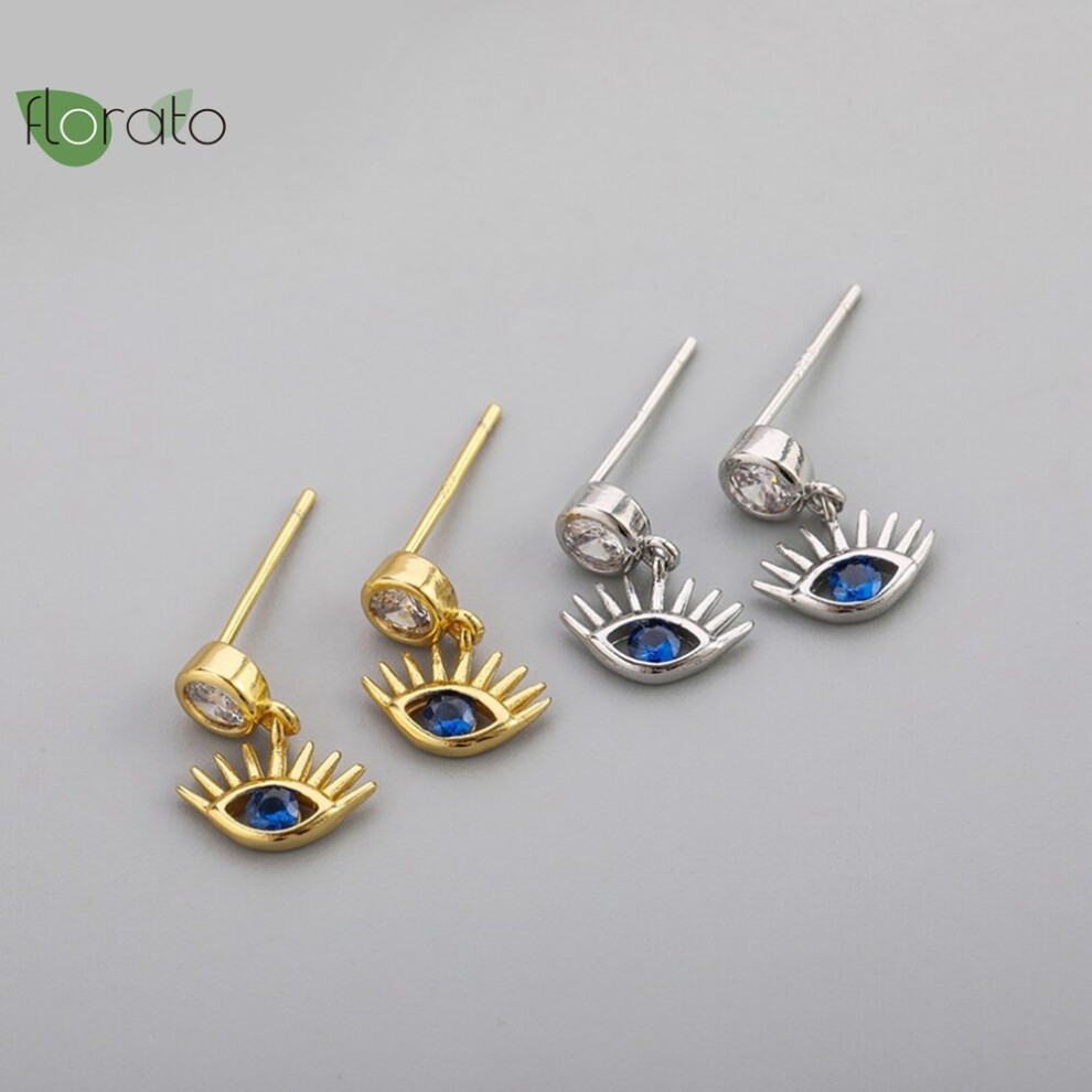 925 Sterling Silver Needle Evil Eye Earrings for Women Delicate Silver Stud Earrings Party Jewelry - Image 7