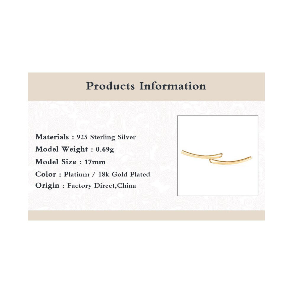 925 Sterling Silver Smooth Long Line Ear Climber Stud Earrings For Women Minimalist Ear Crawlers Studs Piercing Jewelry - Image 3