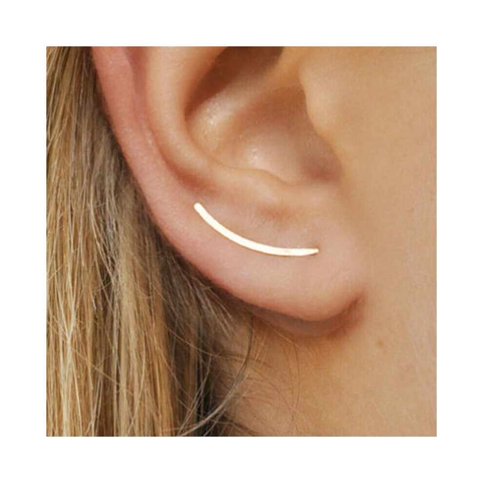925 Sterling Silver Smooth Long Line Ear Climber Stud Earrings For Women Minimalist Ear Crawlers Studs Piercing Jewelry - Image 4