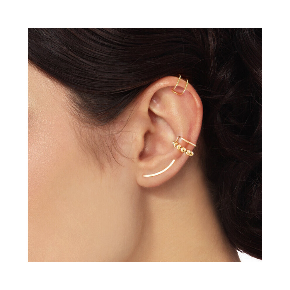 925 Sterling Silver Smooth Long Line Ear Climber Stud Earrings For Women Minimalist Ear Crawlers Studs Piercing Jewelry - Image 5