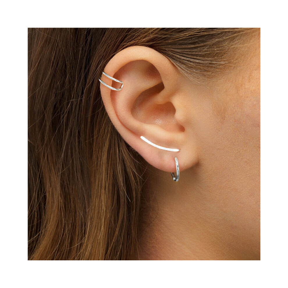 925 Sterling Silver Smooth Long Line Ear Climber Stud Earrings For Women Minimalist Ear Crawlers Studs Piercing Jewelry - Image 6