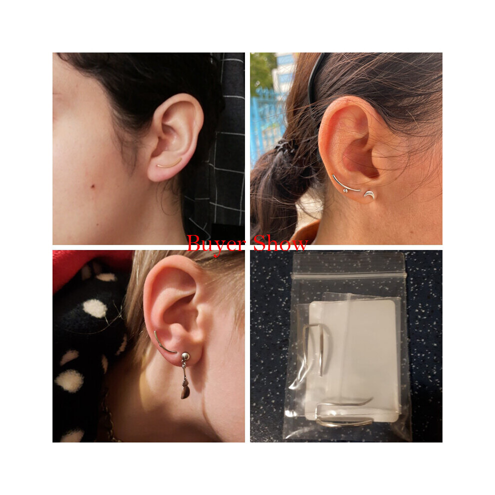 925 Sterling Silver Smooth Long Line Ear Climber Stud Earrings For Women Minimalist Ear Crawlers Studs Piercing Jewelry - Image 7