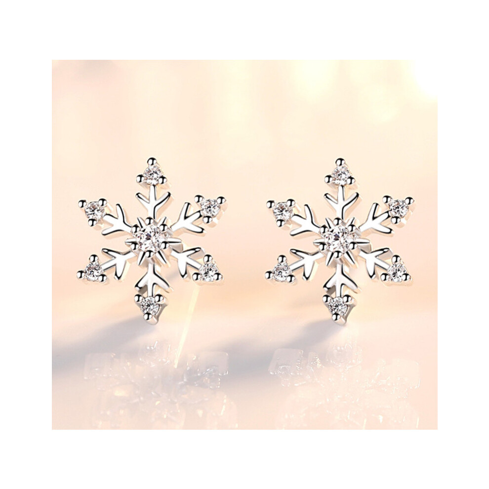925 Sterling Silver Snowflake Stud Earrings Womens Girls Jewellery Xmas Gift HOT - Image 3