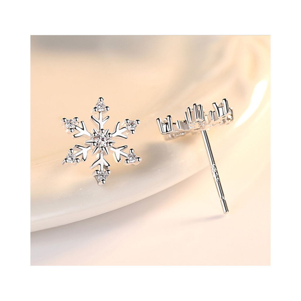 925 Sterling Silver Snowflake Stud Earrings Womens Girls Jewellery Xmas Gift HOT - Image 4