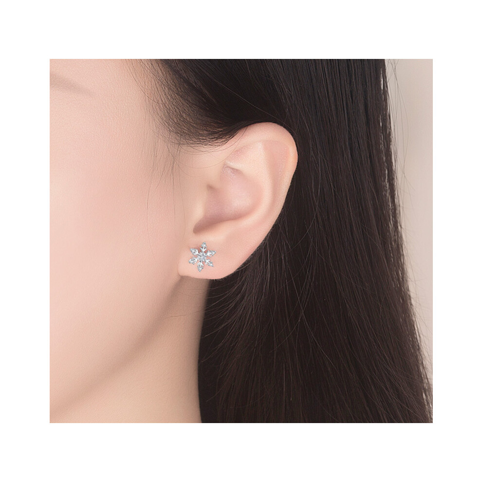 925 Sterling Silver Snowflake Stud Earrings Womens Girls Jewellery Xmas Gift HOT - Image 5