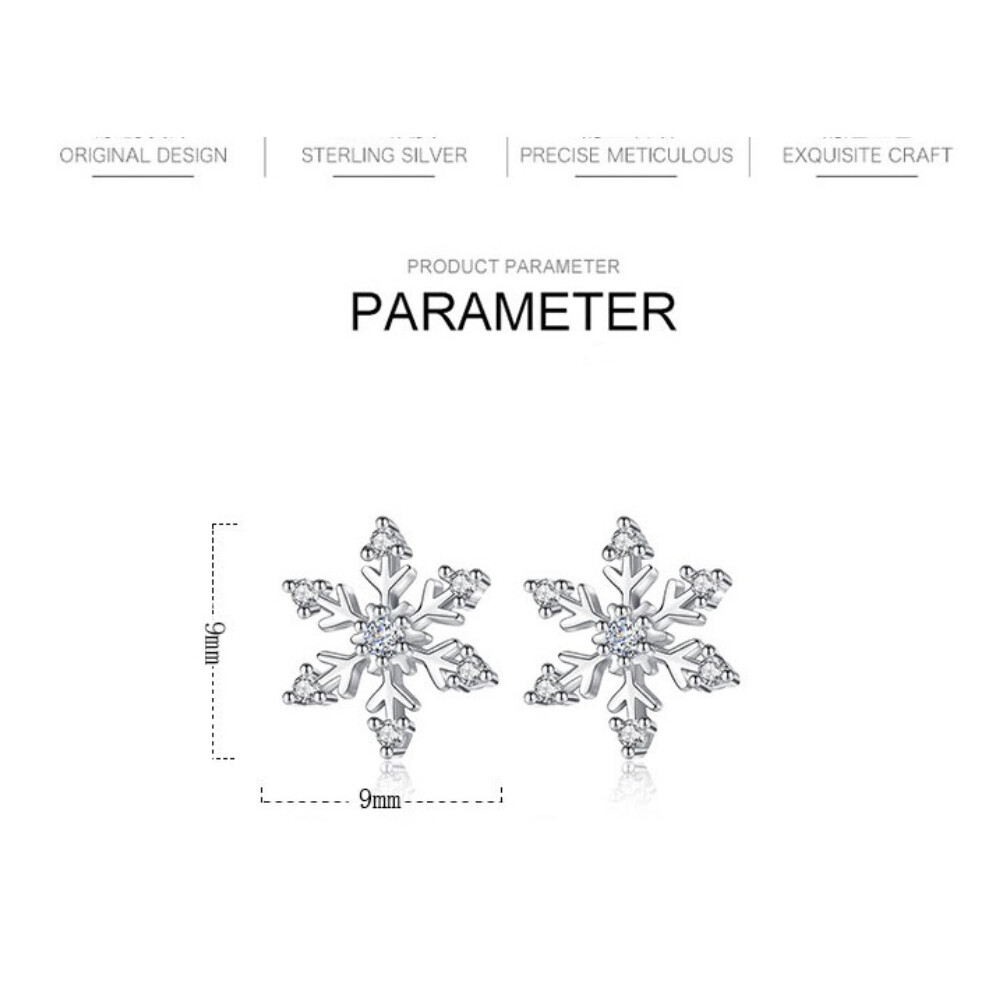 925 Sterling Silver Snowflake Stud Earrings Womens Girls Jewellery Xmas Gift HOT - Image 6