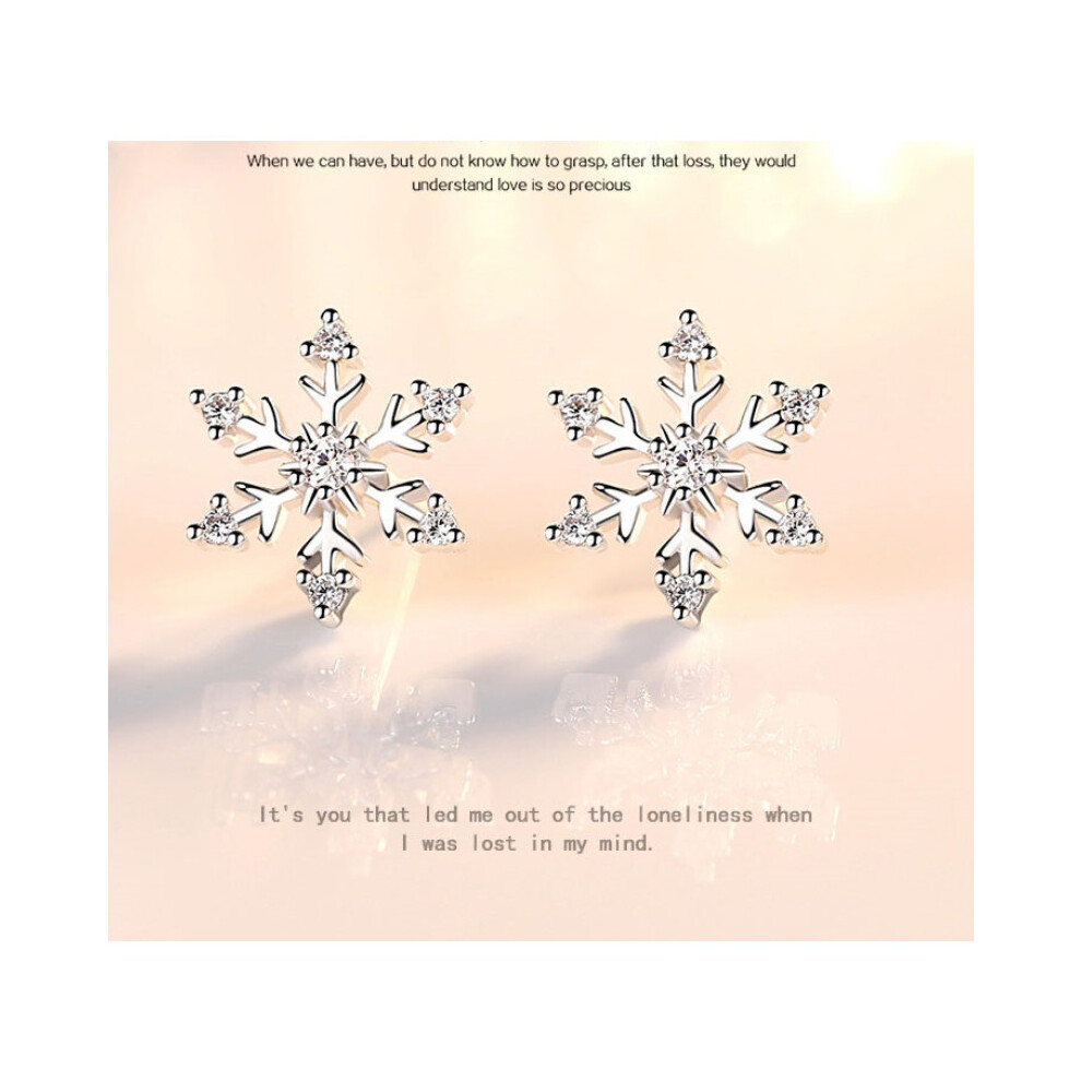 925 Sterling Silver Snowflake Stud Earrings Womens Girls Jewellery Xmas Gift HOT