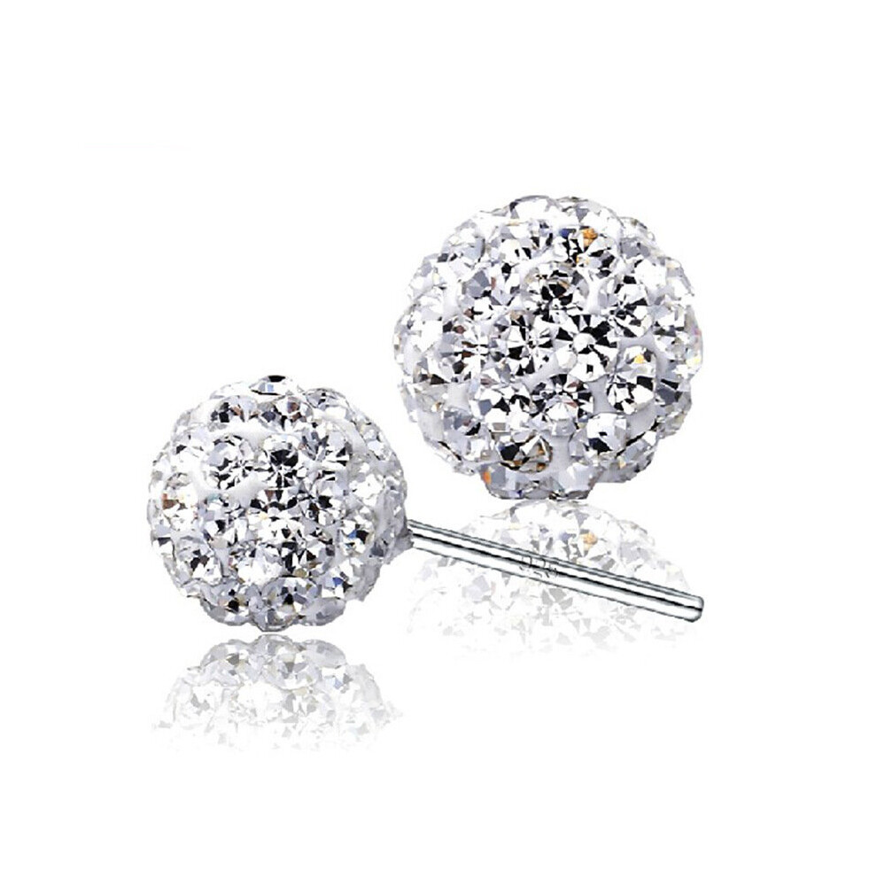 925 Sterling Silver Women's Stud Earrings Round Zircon 6mm,8mm,10mm jewelry Accessories GaaBou