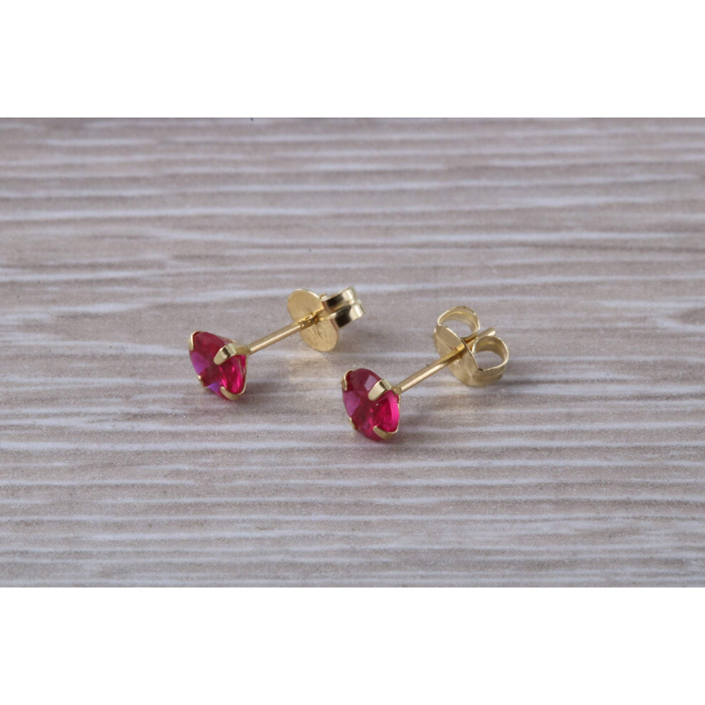 9ct Gold 3 mm Round July Ruby Birthstone Stud Earrings - Image 3