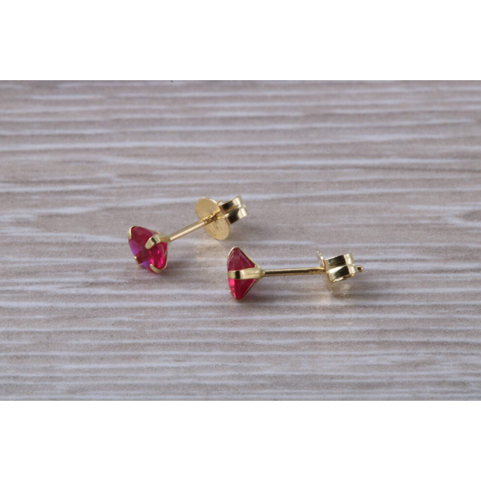 9ct Gold 3 mm Round July Ruby Birthstone Stud Earrings - Image 4