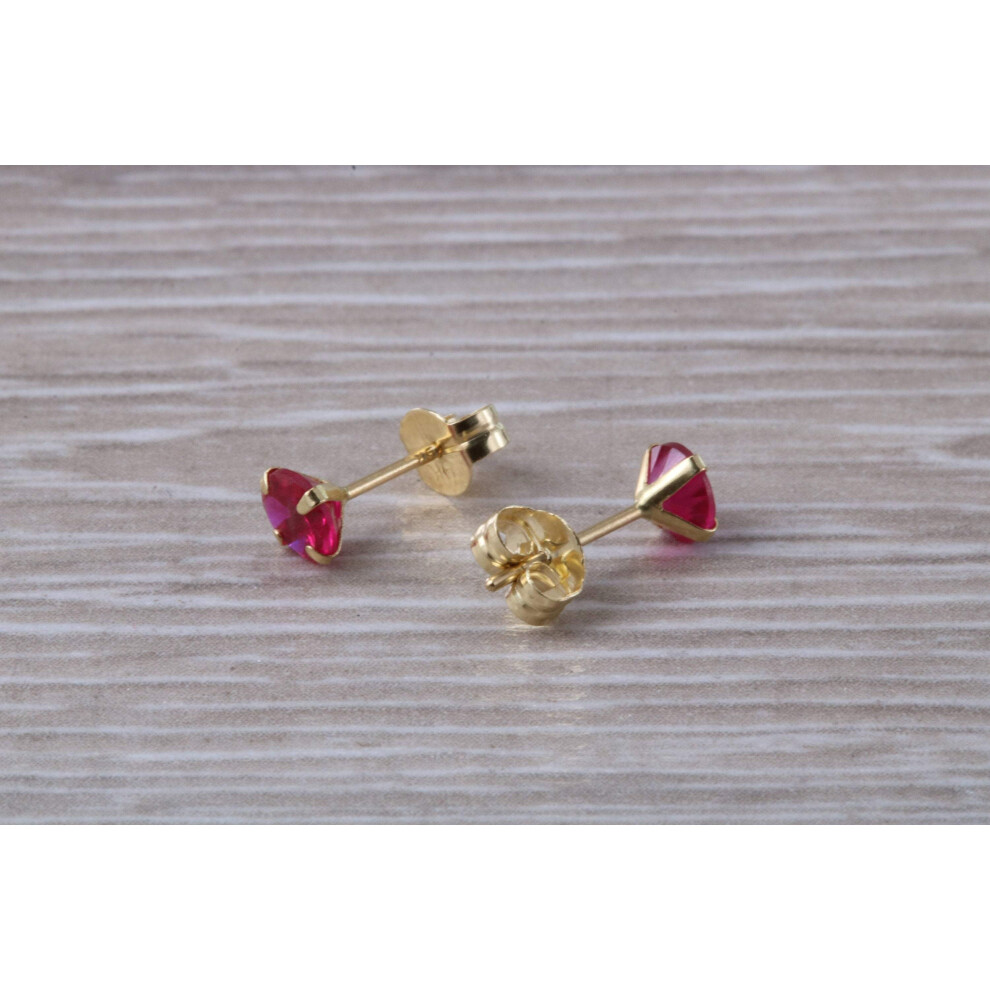 9ct Gold 3 mm Round July Ruby Birthstone Stud Earrings - Image 5