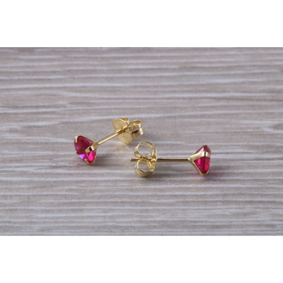 9ct Gold 3 mm Round July Ruby Birthstone Stud Earrings - Image 6