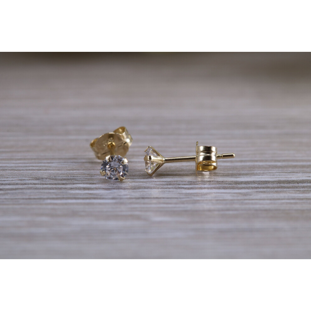 9ct Gold Diamond Look Solitaire Stud Earrings - Image 3