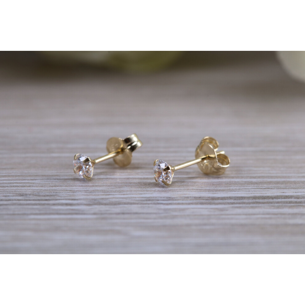 9ct Gold Diamond Look Solitaire Stud Earrings - Image 5
