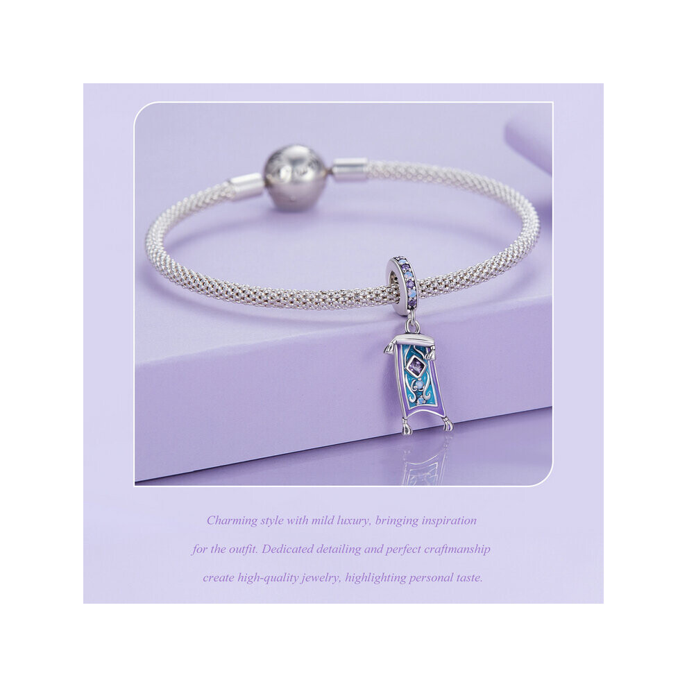 Aladdin Magic Carpet Dangle Charm Pendant With Cubic Zirconia Genuine 925 Sterling Silver Compatible With Pandora Bracelets - Image 3