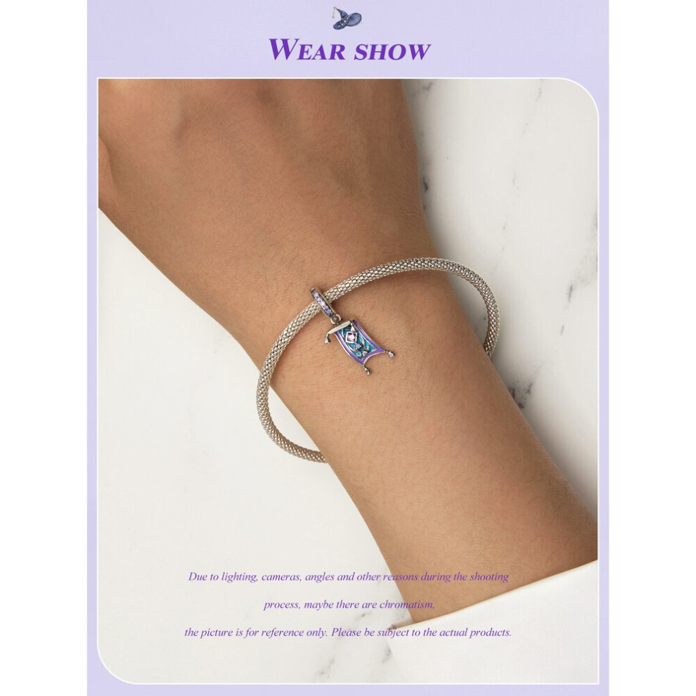 Aladdin Magic Carpet Dangle Charm Pendant With Cubic Zirconia Genuine 925 Sterling Silver Compatible With Pandora Bracelets - Image 4