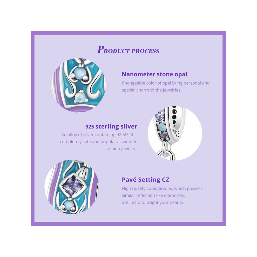 Aladdin Magic Carpet Dangle Charm Pendant With Cubic Zirconia Genuine 925 Sterling Silver Compatible With Pandora Bracelets - Image 6