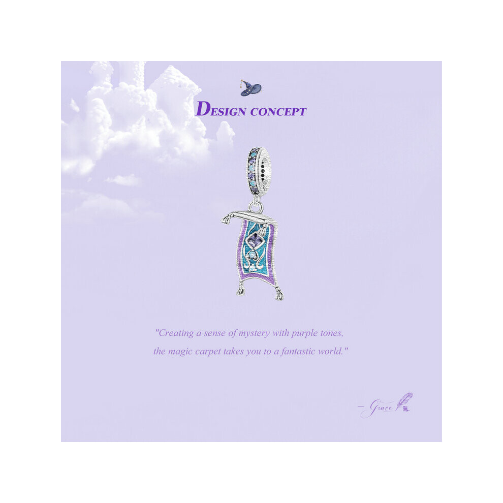 Aladdin Magic Carpet Dangle Charm Pendant With Cubic Zirconia Genuine 925 Sterling Silver Compatible With Pandora Bracelets - Image 7