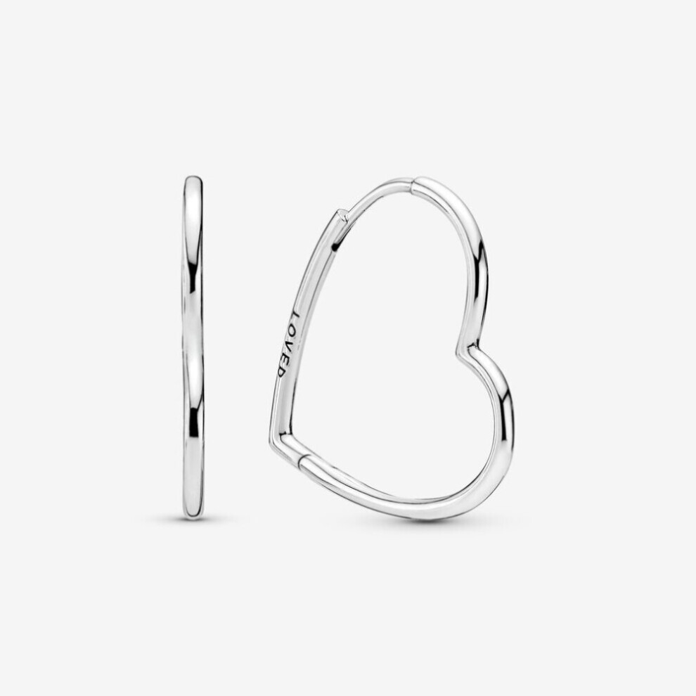 (Asymmetrical Heart Hoop Earrings 297822) (Sparkling Pandora Logo Stud Earrings Sterling silver 290559CZ) Genuine Pandora Sterling Silver S925 ALE PavÃ© Hoop Earrings With Pouch