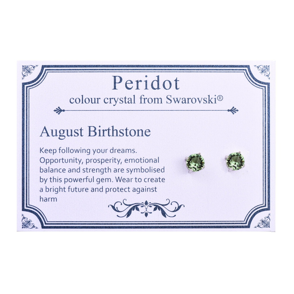 August (Peridot) Birthstone Earrings Created with Swarovski Crystals - Image 2