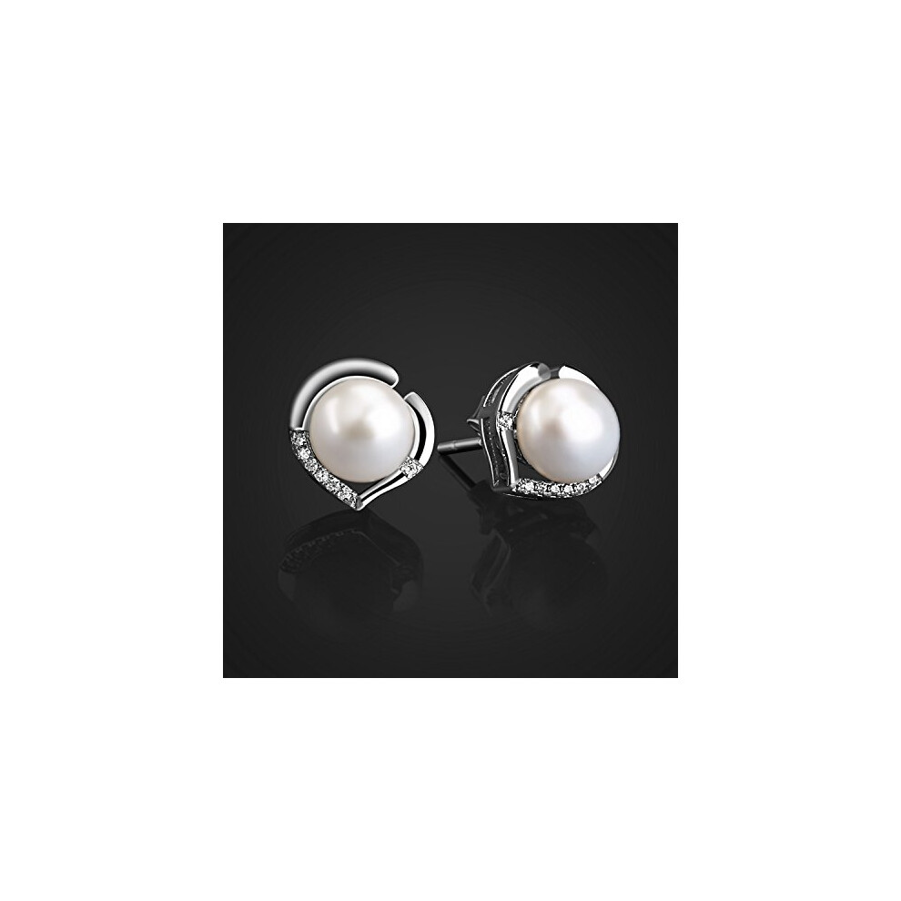 B.Catcher Pearl Earrings Freshwater 10mm Pearl Studs Earring Heart Set - Image 2