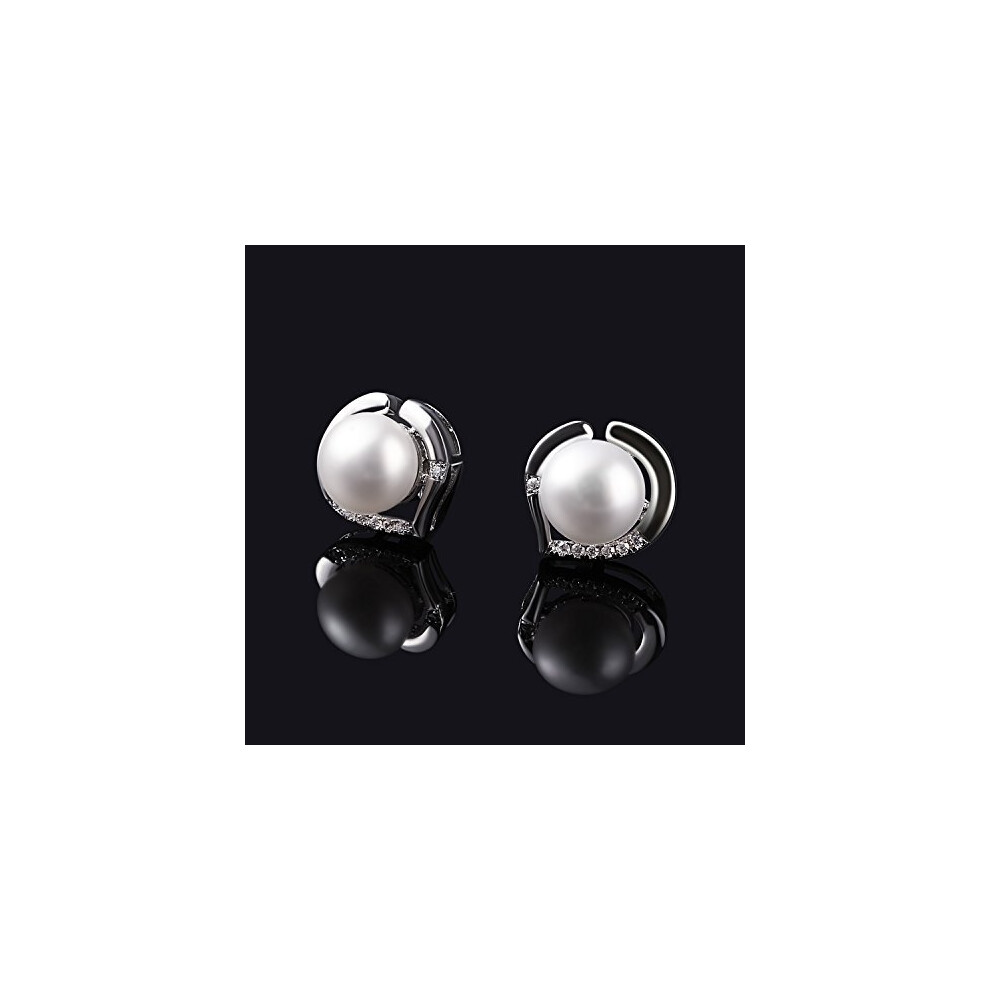B.Catcher Pearl Earrings Freshwater 10mm Pearl Studs Earring Heart Set - Image 3