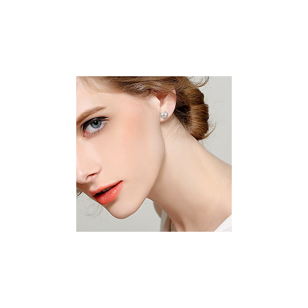 B.Catcher Pearl Earrings Freshwater 10mm Pearl Studs Earring Heart Set - Image 5
